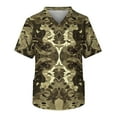 thumbnail image 2 of Domuza Scrub Tops Men Plus Size Short Sleeve V-Neck Work Uniform Camo Print Stretch T Shirt Soft Comfort Nursing Tops with Pockets Army Green XL, 2 of 4