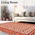 thumbnail image 2 of ODIKA 4'x6' Machine Washable Non-Slip Area Rug, Terra Cotta Geometric Pile Stain Proof High Traffic Rug, Red, 85555, 2 of 7