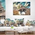 thumbnail image 4 of Designart Street View of Paris Eiffel Tower - Cityscape Digital Throw Pillow - 16x16, 4 of 5