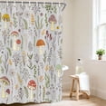 thumbnail image 2 of Cute Mushroom Shower Curtain, Boho Floral Botanical Green Leaves Bathtub Curtain, Retro Flowers Country Farm Aesthetic Cottagecore Bathroom Decor with Hooks, Gray, 69X70 in, 2 of 4