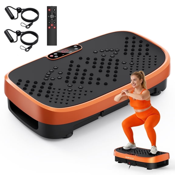 Anqdy Vibration Plate Fitness Platform Exercise Machine, Orange, LCD Display, 400 lb Max Load, 1-Count