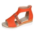 thumbnail image 6 of Gladiator Wedge Sandals for Women Boho Embroidery Open Toe Back Zipper Beach Shoes Summer Platform Cutout Dress Shoes Orange Size 8, 6 of 6