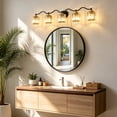 thumbnail image 2 of Deyidn 44.5" Modern 5-Light Black Gold Bathroom Vanity Light - Dimmable Bathroom Transitional Fixture with Crystal Glass Shades, 2 of 9
