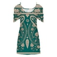 thumbnail image 4 of Robes pour Femmes 2024 Été Grande Taille Imprimé Manches Courtes Épaules Dénudées Col Rond Robe 50 % de Réduction!, 4 of 5