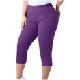 thumbnail image 2 of Tumotour Yoga Shorts For Women Plus Size Yoga Pants Cropped Trousers Solid Color Lace Elastic High Waisted Running Workout Gym Shorts, 2 of 9