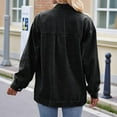 thumbnail image 6 of Women's Oversized Denim Jacket Casual Long Sleeve Button Jean Jacket Coat Loose Boyfriend Jackets Trendy Shacket Black & Gray S, 6 of 7