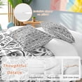 thumbnail image 2 of 3 Piece Black Grey Boho Duvet Cover Set Queen Size,Microfiber Comforter/Quilt Cover with Corner Ties and 2 Pillowcases,Ethnic Tribal Floral Abstract Art Aesthetics Soft Bedding with Zipper Closure, 2 of 8