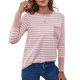 thumbnail image 5 of Camiseta mujer Camiseta de manga larga para mujer Camisas a rayas Tops casuales para otoño primavera 1 1, 5 of 5