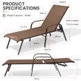 thumbnail image 3 of Crestlive Products 2-Pack Outdoor Chaise Lounge Chair, 5‑Position Adjustable Patio Recliner, Brown, 3 of 10