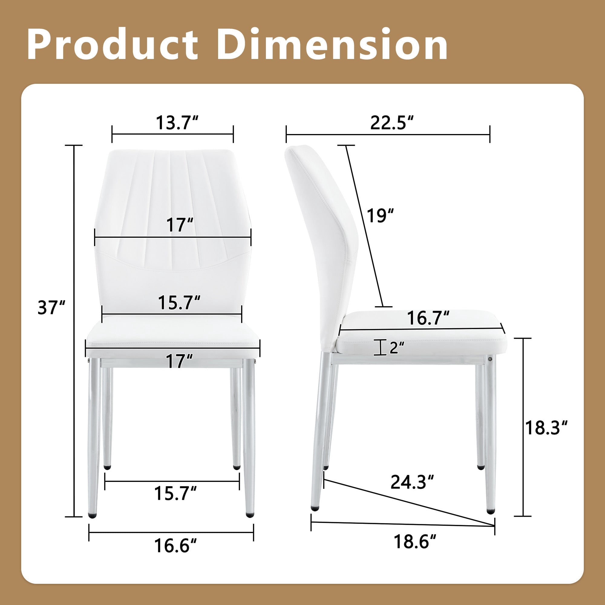 Sailvan Dining Chairs - 37 Inch Ergonomic PU Backrest