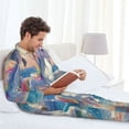 thumbnail image 6 of Honeii Dolphin Rainbow Horse Pattern Mens Pajamas Set,2pcs Men's Lounge Long Sleeve Sleep Shirt and Pajama Bottoms Sleepwear Set,Mens Pjs Sets-Large, 6 of 7
