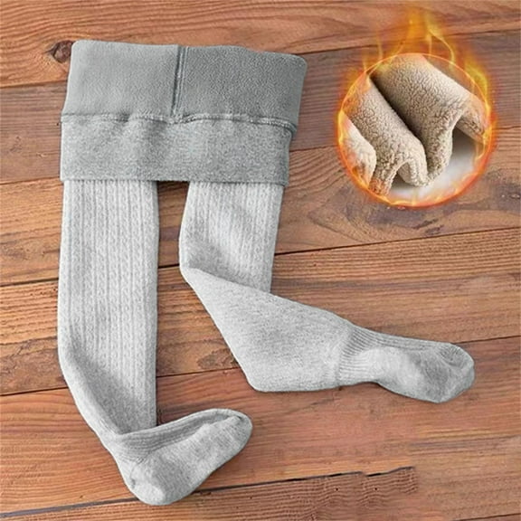 CUZIBR Christmas Pants Thick Fuzzy Lined Ribbed Knitted Solid Color Leggings Winter Warm Pantihose Stretchy Basic Full Length Pants Pantyhose Cute Pants,GY1,4-5 Years