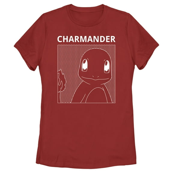 Women's Pokemon Charmander Line Art  Graphic Tee Red Large