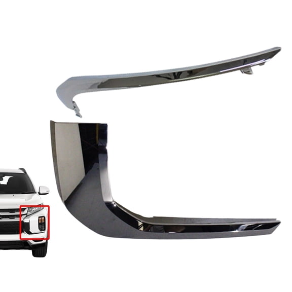 2020 2021 2022 2023 Compatible With Mitsubishi Outlander Sport Front Bumper Upper Lower Chrome Molding Trim Left Driver Side