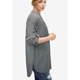 thumbnail image 2 of Ellos Women's Plus Size Striped Henley Tunic Oversized Long Top Wear with Leggings, 2 of 6