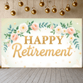 thumbnail image 5 of Happy Retirement Party Backdrop, Floral Green Leaves Banner for Celebration, Photo Background Party Decor, 5 of 9