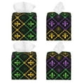 thumbnail image 2 of Lsque Mardi Gra Geometric Printed Tissue Box Cover Holder, Facial Paper Organizer Dispenser,Square with Bottom Belt, PVC Leather Decorative Organizer, 2 of 8