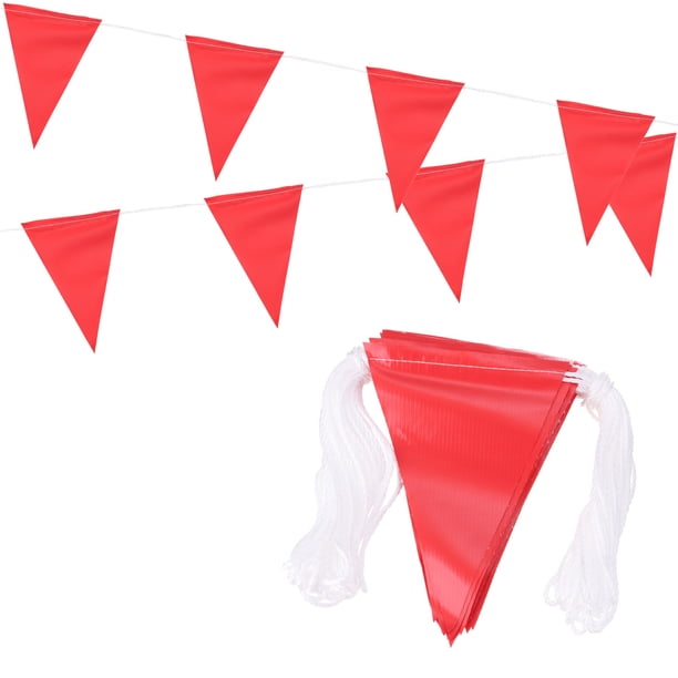 Banderas de banderines de 100 pies de Uxcell, banderas de advertencia, señales de barrera de banderas de seguridad, 45 banderas rojas