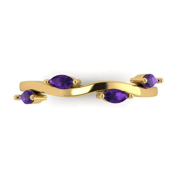 0.4 ctw Wedding Band for Women - 18K Yellow Gold Natural Amethyst Stackable Eternity Ring