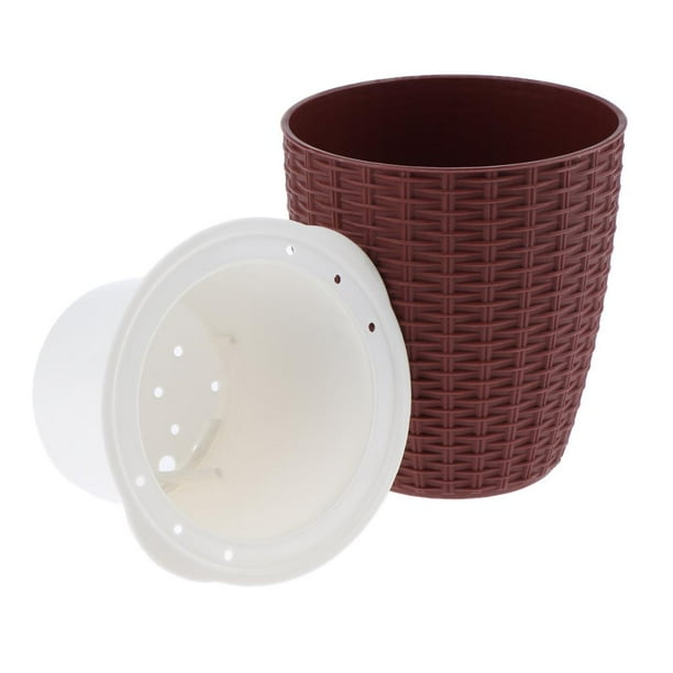 Maceta de plástico con autorriego para jardín, tamaño mediano y grande Café m