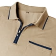 thumbnail image 7 of IWRICH Men's Short Sleeve Polo Shirts Quarter-Zip Casual Slim Fittops Lapel Neck Basic V Neck Tees Beige S, 7 of 7