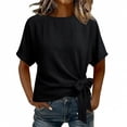 thumbnail image 5 of yillto Womens Summer Tops Bow Tie Waist Blouses Crew Neck Short Sleeve Basic Top Shirts Cute Fashion Tees, 5 of 5