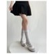 thumbnail image 2 of Zhuge 3 pares de calcetines casuales de tubo de algodón hasta la rodilla para mujer, calcetines largos hasta la rodilla de punto sólido, regalo para toda la temporada, elásticos, suaves (gris), 2 of 2