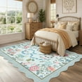 thumbnail image 4 of Garvee 9'x12' Snake Floral Area Rug Scalloped Rug, Machine Washable Farmhouse Indoor Carpet Non-Slip Low Pile Accent Rug for Living Room Bedroom Dining Room， Blue, 4 of 8