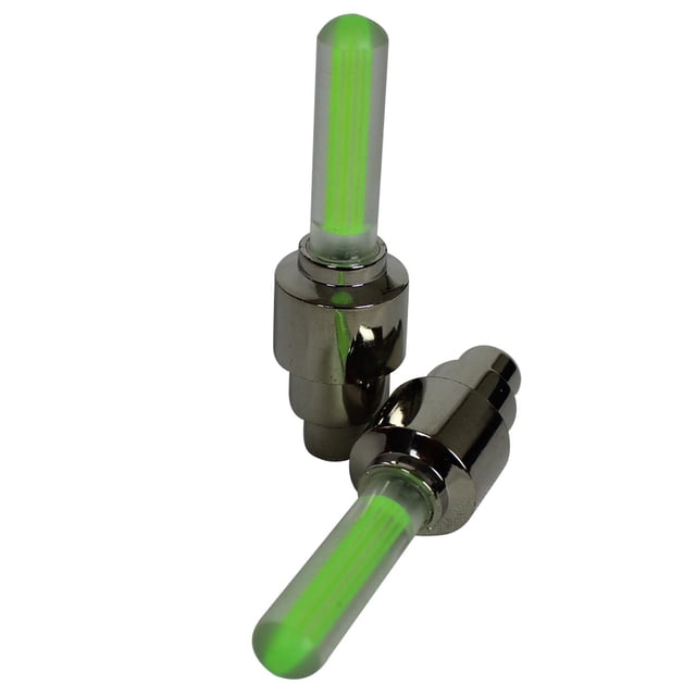 TAPON VALVULA LLANTA VERDE CON LUZ SET 12V