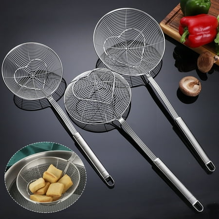 

Sarkoyar 3Pcs Food Colander Love Shape Design Long Handle Stainless Steel Dumplings Noodles Cooking Colander Home Supplies