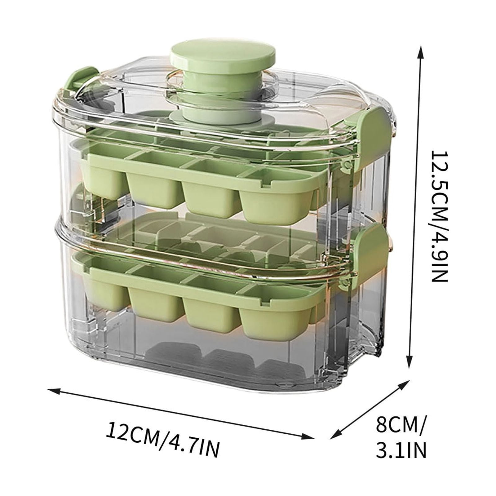 Werulen 2Pcs Three Layer Press Ice Tray Large Capacity Stackable,Home Kitchen Freezer Ice Making Storage,Ice Maker,Freezer Tray,Chilling Accessory
