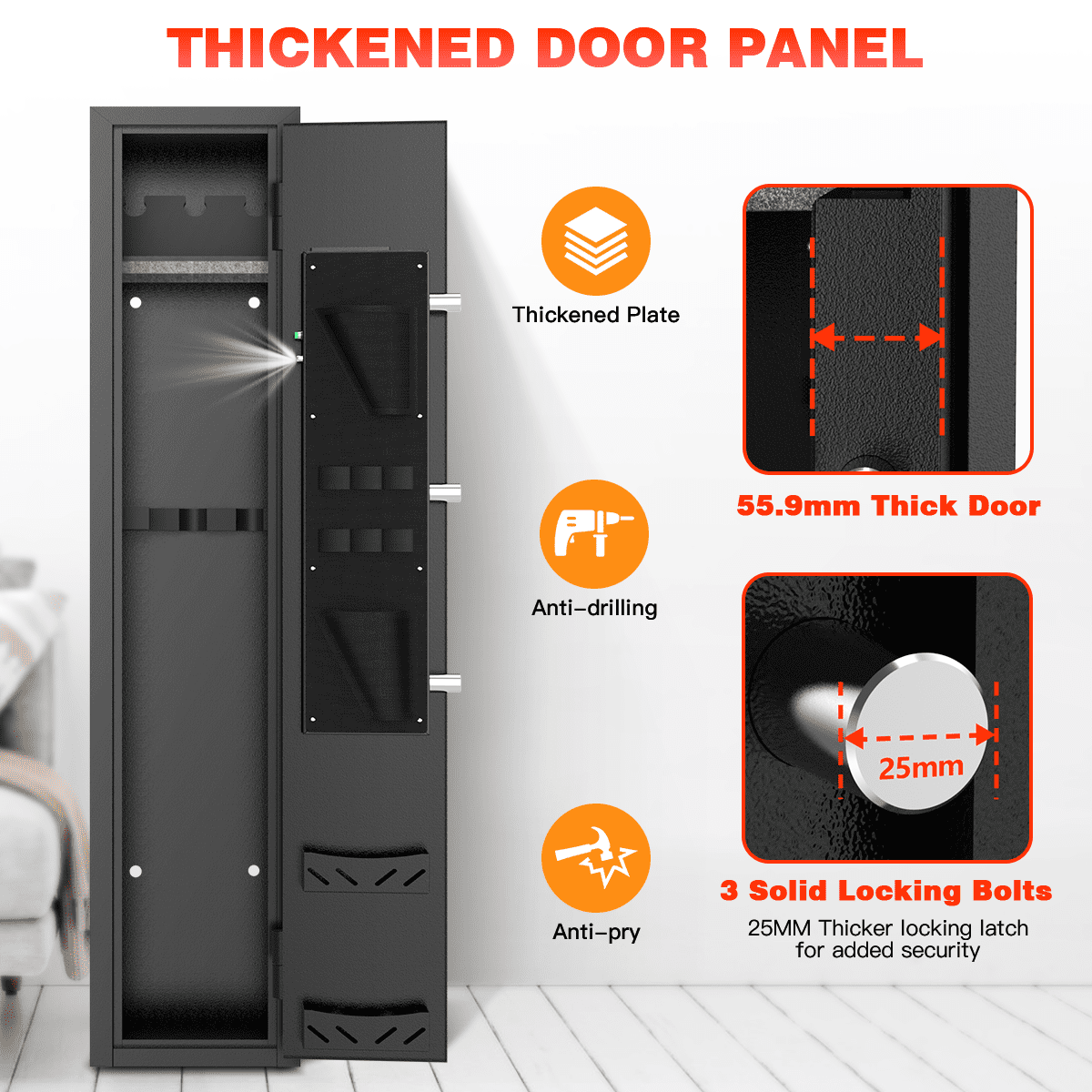 Gemaisil 2-4 Long Gun Safes, Quick Access Gun Cabinets with Alarm System & Gun Racks, Rifle & Pistol Security Cabinet for Home Storage