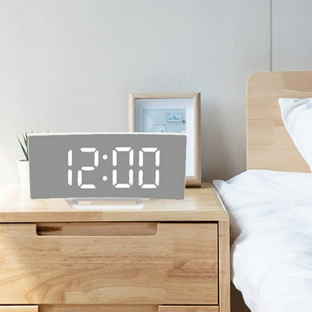 Ohmyroo Voice Activated Mirror Digital Alarm Clock Electronic Timepiece for Home Office Desktop Organization Needs