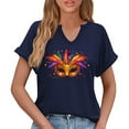thumbnail image 6 of Craaazy Mardi Gras Shirts for Women Short Sleeve Casual Carnival Printed V-neck T-shirts Gifts, 6 of 6