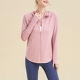 thumbnail image 4 of SWSMCLT Women's Long Sleeve Top Soft Yoga Basic Yoga Running Shirt Hooded Hoodie Workout Full Zip Zipper Pink Medium, 4 of 4