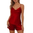 thumbnail image 2 of Xunmmm Womens Pajamas Set Satin Halter Tank Top and Short Thin Strap V Neck Two Piece Set Sleepwear Comfortable Loungewear Outfit, 2 of 7