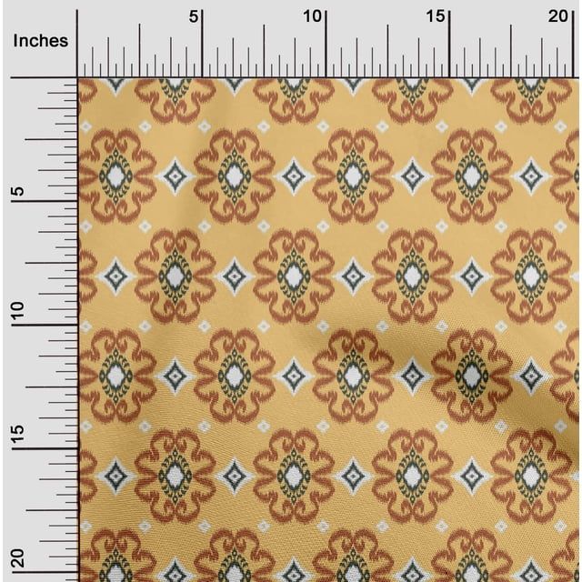 oneOone Polyester Lycra Fabric Diamond & Swirl Ikat Print Fabric BTY 56 Inch Wide