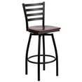 thumbnail image 2 of Flash Furniture HERCULES Series Black Ladder Back Swivel Metal Barstool - Mahogany Wood Seat, 2 of 11