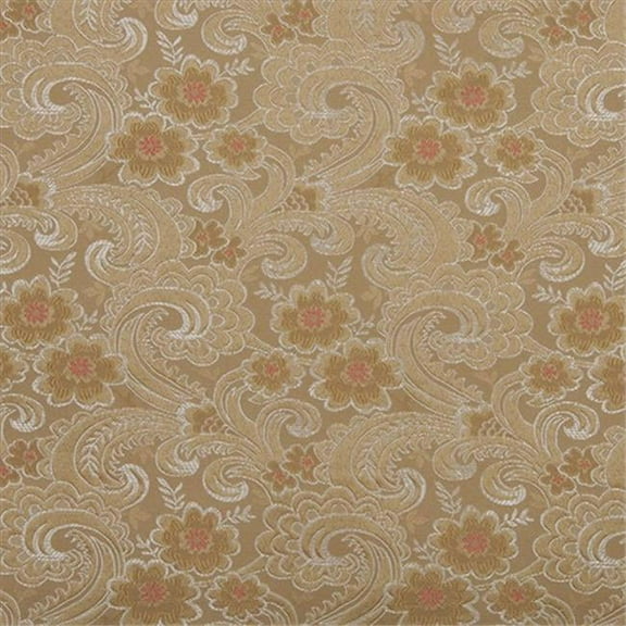 Designer Fabrics  54 in. Wide Gold- White And Red- Paisley Floral Brocade Upholstery Fabric