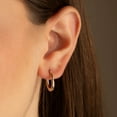 thumbnail image 2 of 14K Tri Color Gold Greek Key Hoop Earrings, 2 of 3