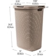 thumbnail image 3 of Slim Laundry Hamper with Lid, 60L Tall Clothes Basket, Narrow Tapered Design for Bathrooms, Closets and Laundry Rooms, Plastic, Tan, 3 of 7