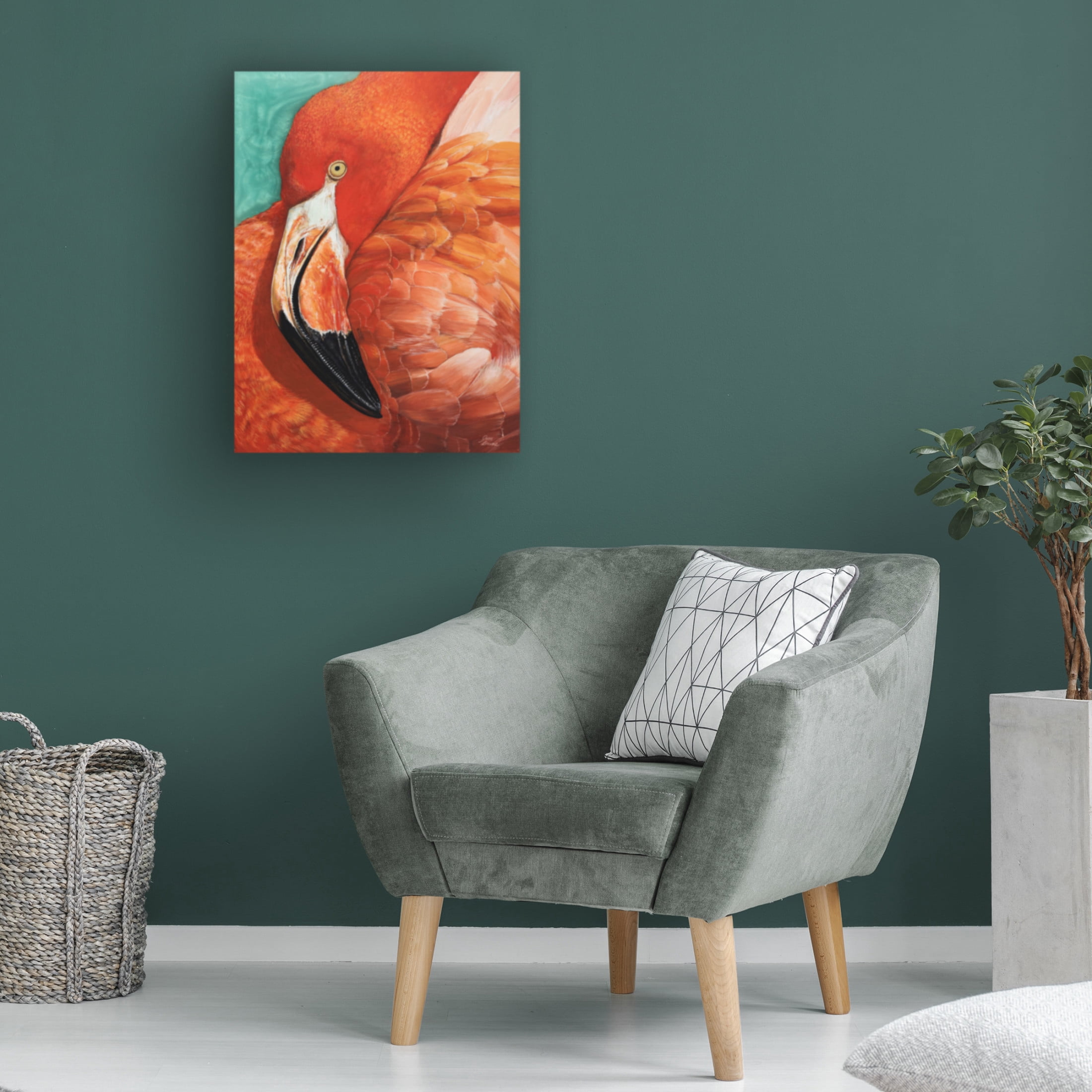 Canvas Wall Art - Jim Brune 'Graceful Pink Flamingo' Wall Art for Living Room, Bedroom, or Office Décor by Trademark Fine Art - 24 x 32 Inches