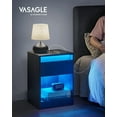 thumbnail image 6 of LED Nightstand with Charging Station Bedside Table with Drawer 2 AC Outlets 2 USB Ports Modern for Bedroom Living Room 13.7" D x 15.7" W x 21.7" H Black, 6 of 10