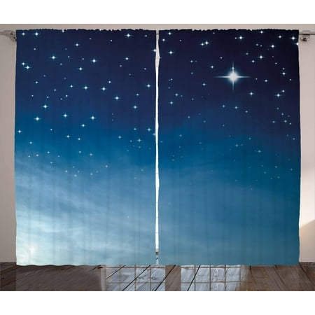 Night Curtains 2 Panels Set Ombre Inspired Sky With Vibrant Stars Universe Astronomy Exploration Window Drapes For Living Room Bedroom 108w X 96l