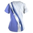 thumbnail image 3 of IYYVV Comfort Fit Stretch Women's Plus Size V-neck Scrub Top Fashion Printed Working Uniform Nurse Uniform Scrubs Pockets Scrub Tops Purple 5XL, 3 of 3