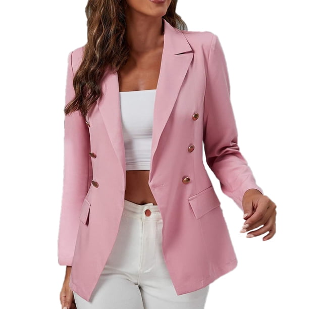 Blusa de trabajo con botones y cuello vuelto liso de manga larga para mujer a la moda Fridja czfsfas6514