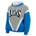 thumbnail image 2 of Women's WEAR by Erin Andrews Blue/Gray Detroit Lions Plus Size Retro Crinkle Full-Zip Hoodie Windbreaker Jacket, 2 of 5
