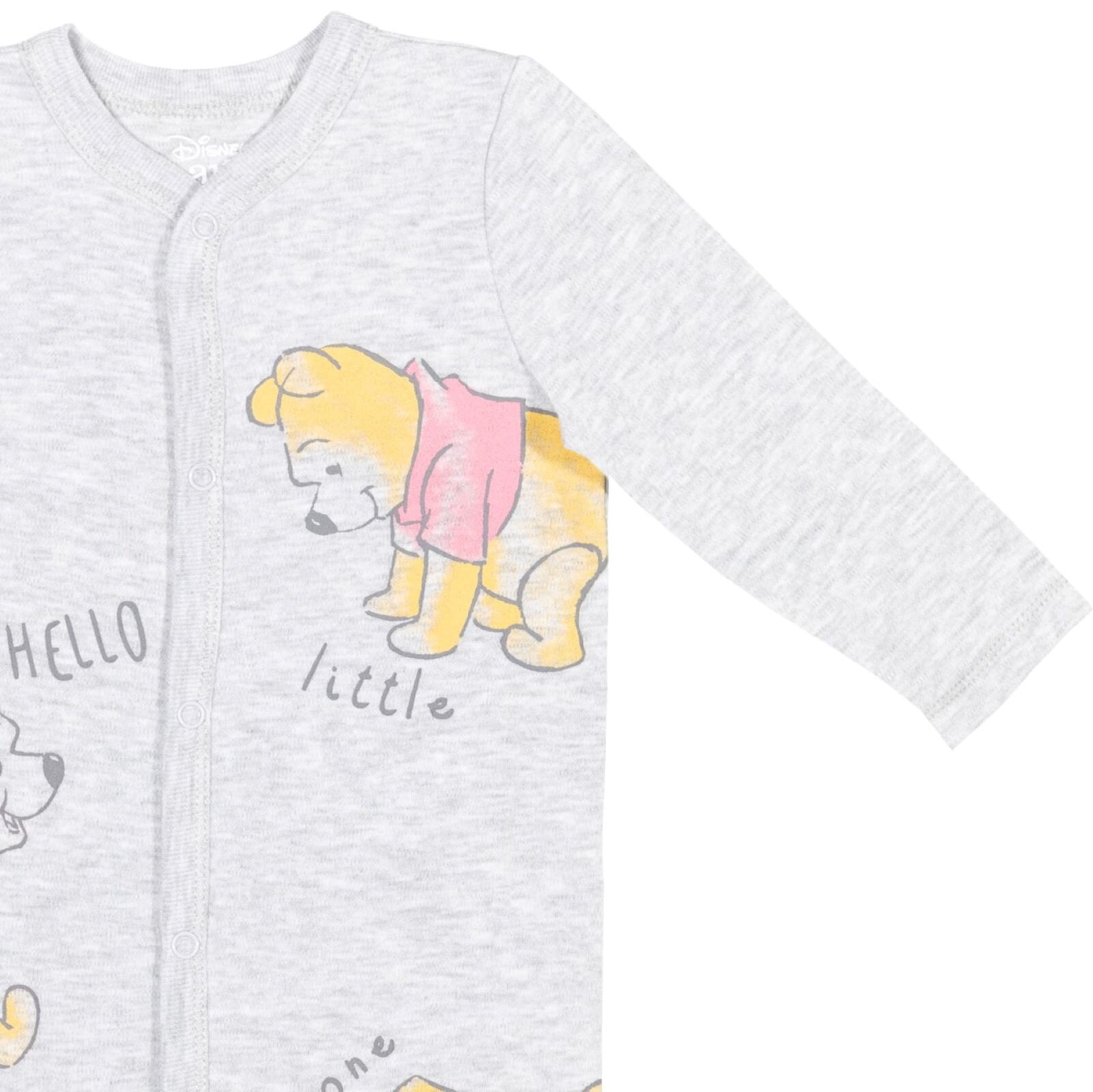 Disney Winnie the Pooh Baby Boys' 2-Pack Footed One-Piece Sleep N' Play Pooh White Grey