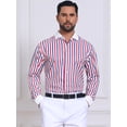 thumbnail image 4 of DARING DIVA Men's Striped Button Down Long Sleeve Stretch Shirts L Red Blue, 4 of 7