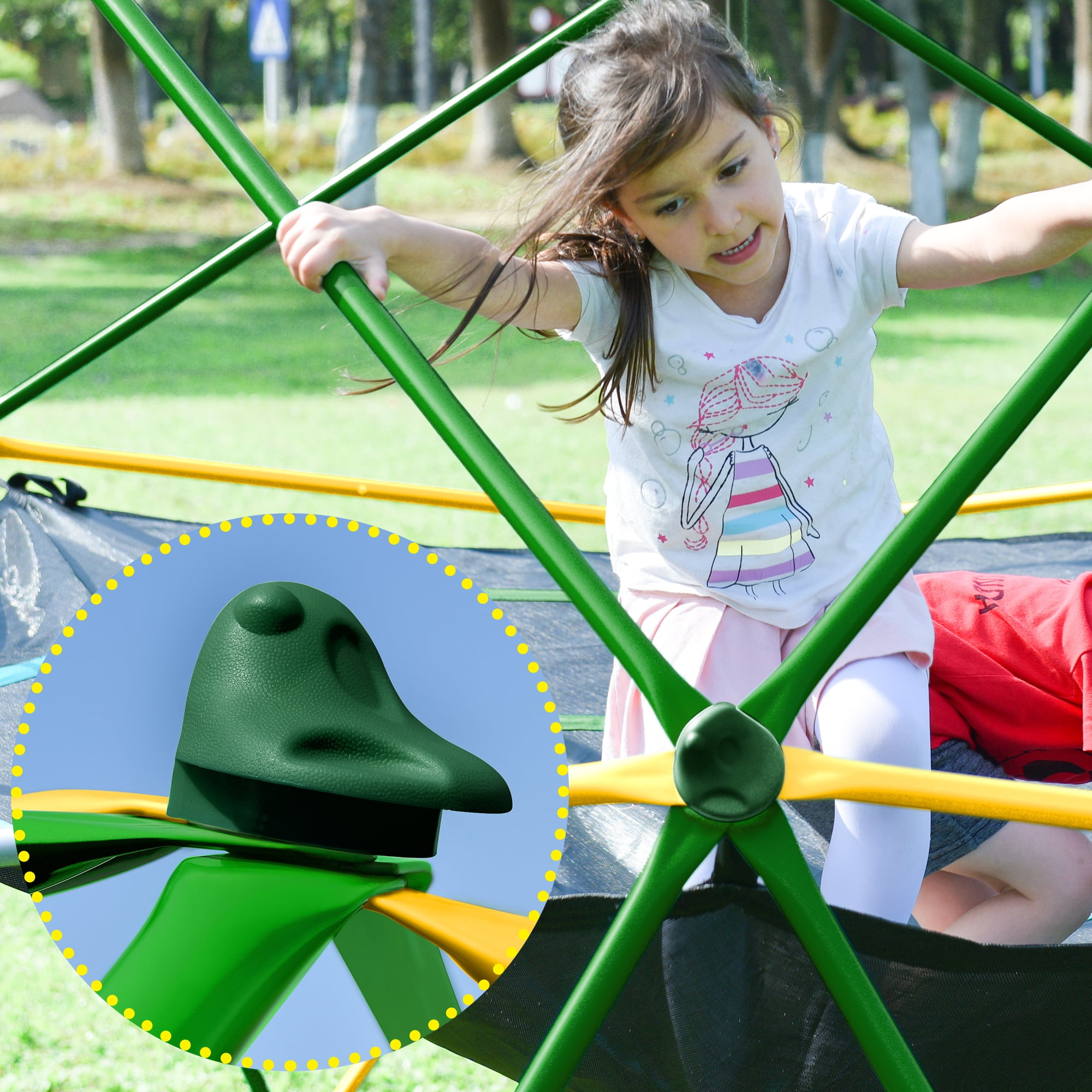 Aukfa 13FT Kids Geometric Climbing Dome for Kids 3 to 10 Outdoor Play Equipment,1000 lbs Capacity, Rust & UV Resistant, Yellow